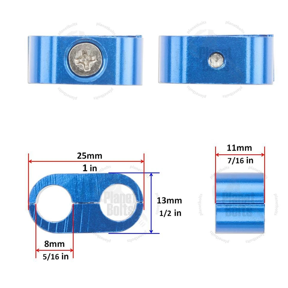 Abrazadera de cable organizador universal de línea de freno azul para motocicleta Foto 2 de 3