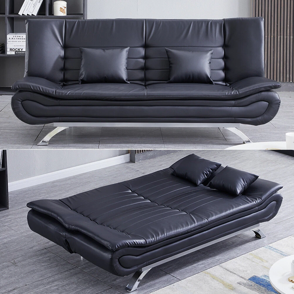 Faux Leather Sofa 3 Seater Bed