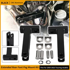 CNC Extend Black Rear Passenger Foot Peg Mount For Harley Road King Street Glide