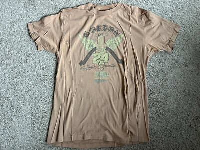 Vintage Nascar Shirt Men LG Tan Tee Jeff Gordon Racing Y2K 2000s Adult Car Logo