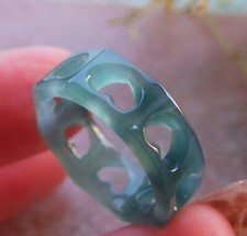 Video Certified Icy Blue Water 100 A JADE Jadeite Heart RING USA 7.75    941491