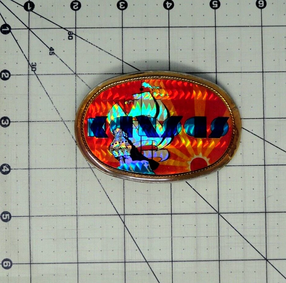 Kansas Cinturón Hebilla Punto de No Retorno Rock Banda Prisma De Colección 1977 Pacifica .QRT038 Foto 3 de 4