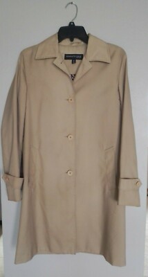 Womens Kenneth Cole Beige Rain/Wind Jacket, knee-length XS, good cond, circa '01