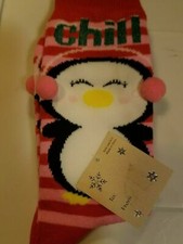 Chill Penguin 3d earmuffs Socks Womans Winter christmas gift new with gift tag