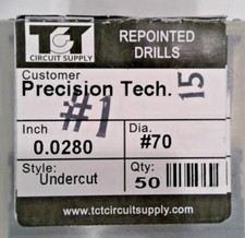 TCT REPOINTED DRILLS UNDERCUT 70 0.0280" DIA 0.433" FLUTE LOT OF 50 