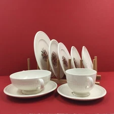 Vintage Wedgwood Conway 1956 Lot of 9 Edme Creamware: Saucers, Cup, Bowl, Plate