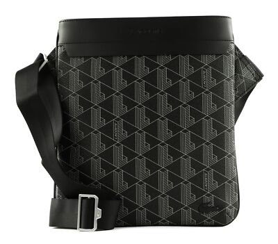 LACOSTE The Blend Flat Crossover Bag Umhängetasche Monogram Noir Gris schwarz
