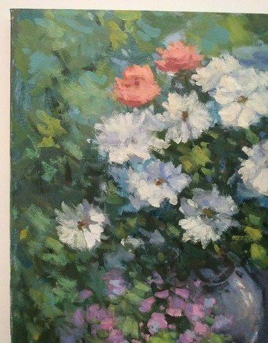 LISTED AMERICAN GEORGE PHILLIPS Sd ORIG O/C IMPRESSIONIST STILL LIFE FLOWERS - Picture 5 of 10