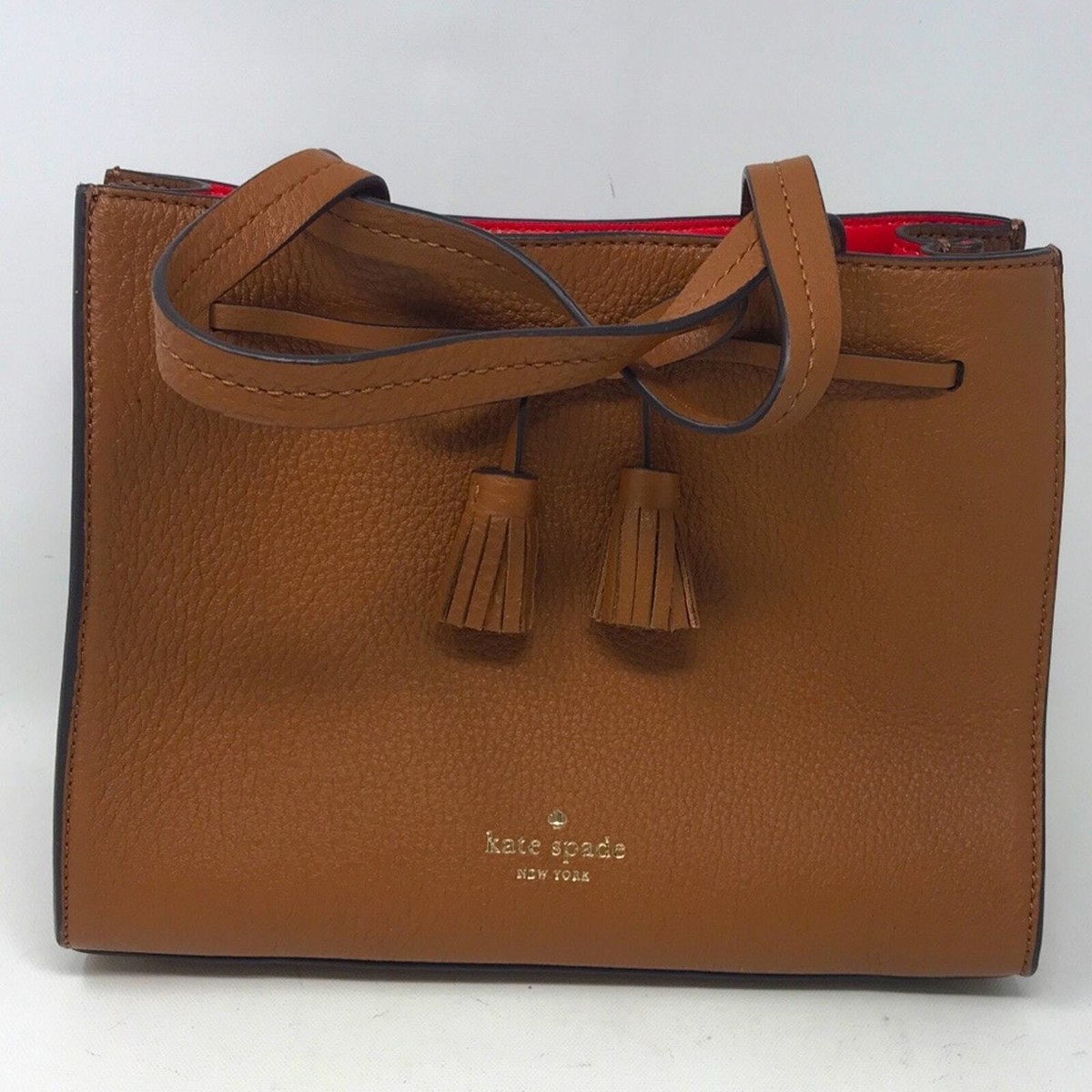 Kate Spade Hayes Street Isobel Leather Satchel, Size S - Brown/Red 