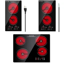 Built-in Electric Ceramic Cooktop Stove Induction 12/24 inch 2/4 Burners Black