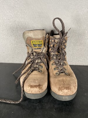 ASOLO AFX 535 Hiking Boots Backpacking Vibram Men 7.5 Brown Leather Lace Up Hike