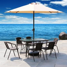 Outdoor Glass Table Chairs Cafe Garden Terrace Dining Table Backyard Picnic uk