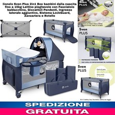 2in1 Box bambini Lettino Portatile + Fasciatoio+tasche  +Zanzariera +giocattoli 