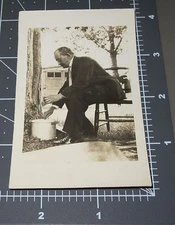 Tapping Maple Tree Syrup Man Occupational Organic Sweet Vintage Snapshot PHOTO