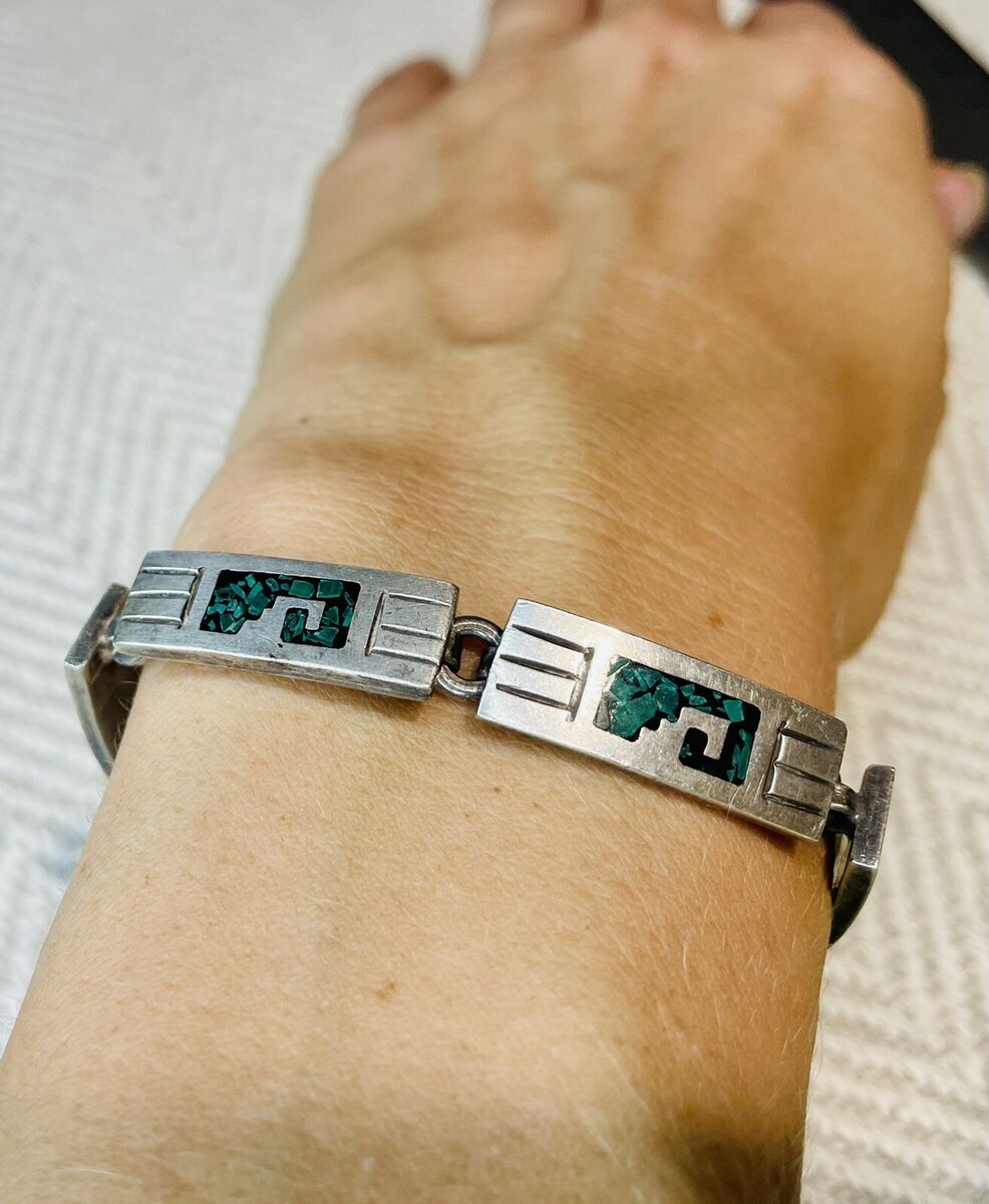 Taxco Mexico Turquoise Stones Heavy Link Sterling 925 Silver Taxco Mexico Turquoise Stones Heavy Link Sterling 925 Silver