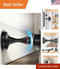Magnetic Door Stoppers for Home - 2 Pack Stainless Steel No Drill Installation