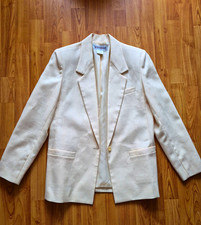Worthington Women s Ivory Solid Blazer Lined Notch Lapel One-Button Size 10