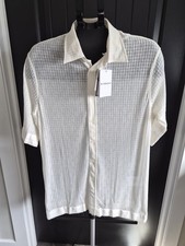 Givenchy Men's Short Sleeve Button Up Shirt Size 37 Natural Color