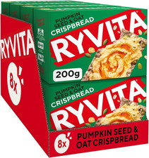 Ryvita Pumpkin Seed & Oat Crispbread, 200g, Pack of 8 - Healthy Snack! 8.19 per kilo