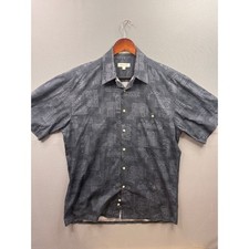 Pierre Cardin Button Up Shirt Mens Dark Grey Geometric Abstract Cotton M