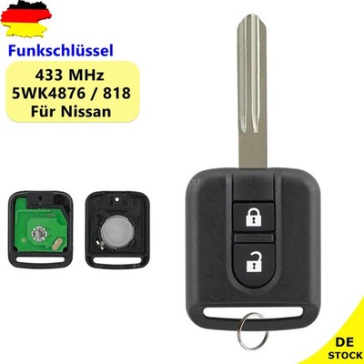 Funk Schlüssel 2 Tasten 433MHz für Nissan Micra K12 Navara Note Qashqai NV200