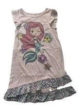Disney Princess Ariel Cute girl pink nightgown sz 5 Little Mermaid scale ruffles