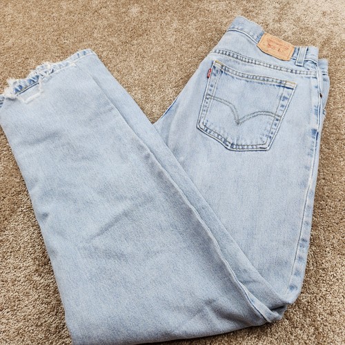 Abbigliamento da lavoro vintage Levis 550 relaxed fit gamba affusolata blu donna TG 14 L