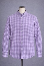 Banana Republic Men  s Button Down Shirt Medium Purple White Gingham Check