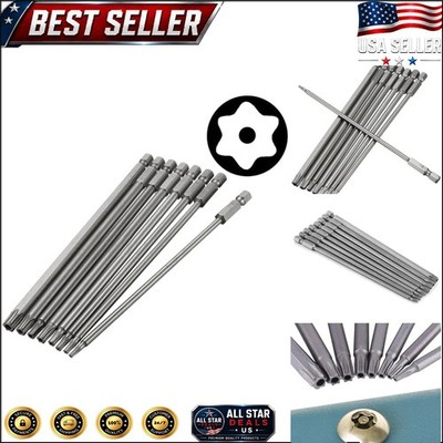 Magnetic 8-Piece Torx Screw Driver Bit Set | S2 Steel Hex Shank T8-T40 | 150mm