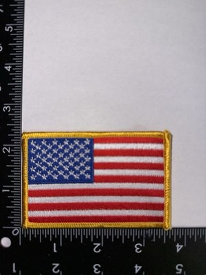 AMERICAN FLAG PATCH embroidered iron-on GOLD BORDER USA US United States QUALITY