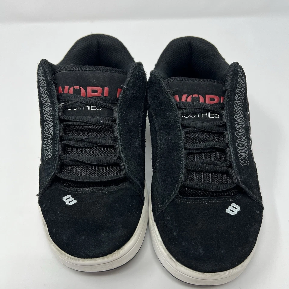 World Industries Y2K Zapatos de Skate Juveniles Talla 2 Negro Rojo Calaveras Parte Superior Baja F206481 Foto 2 de 4