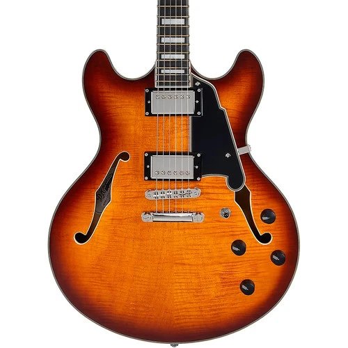 D'Angelico Premier DC Semi-Hollow Guitar Dark Iced Tea Burst 197881382735 RF