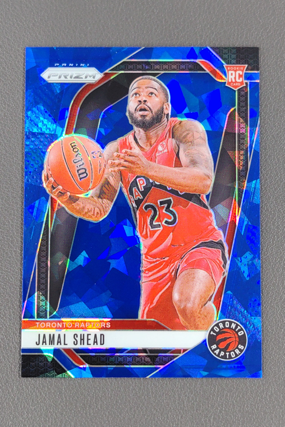 2024-25 Panini Prizm Jamal Shead Prizms Blue Ice RC /125 #241 Raptors