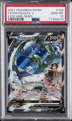 2021 POKEMON SWORD & SHIELD EVOLVING SKIES #194 FULL ART/RAYQUAZA V PSA 10