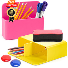 2Pcs Magnetic Marker Holder for Whiteboard - Cute Pen Yellow Pink
