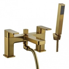 Brushed Brass Hadley Mono Basin Waste Modern Hadley Bath Shower Mixer Pack