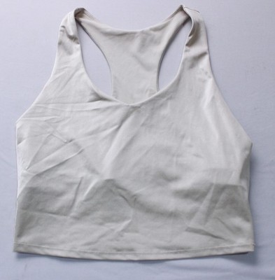 Fabletics Women's Anywhere Cropped Built-In Bra Tank CA4 Khaki See Description