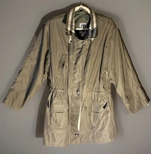 CS Signature Women's Lightweight Jacket Taupe Zip Front & Toggle Buttons Large