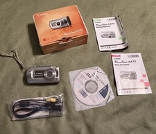 Canon PowerShot A470 7.1MP Compact Digital Camera Silver Tested w/Extras Boxed