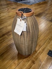 18" Rattan Solar Outdoor Patio Lantern - Hearth & Hand with Magnolia NEW