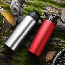 Triple Insulated Stainless Steel Water Bottle with Straw Flip Top Lid 600ml