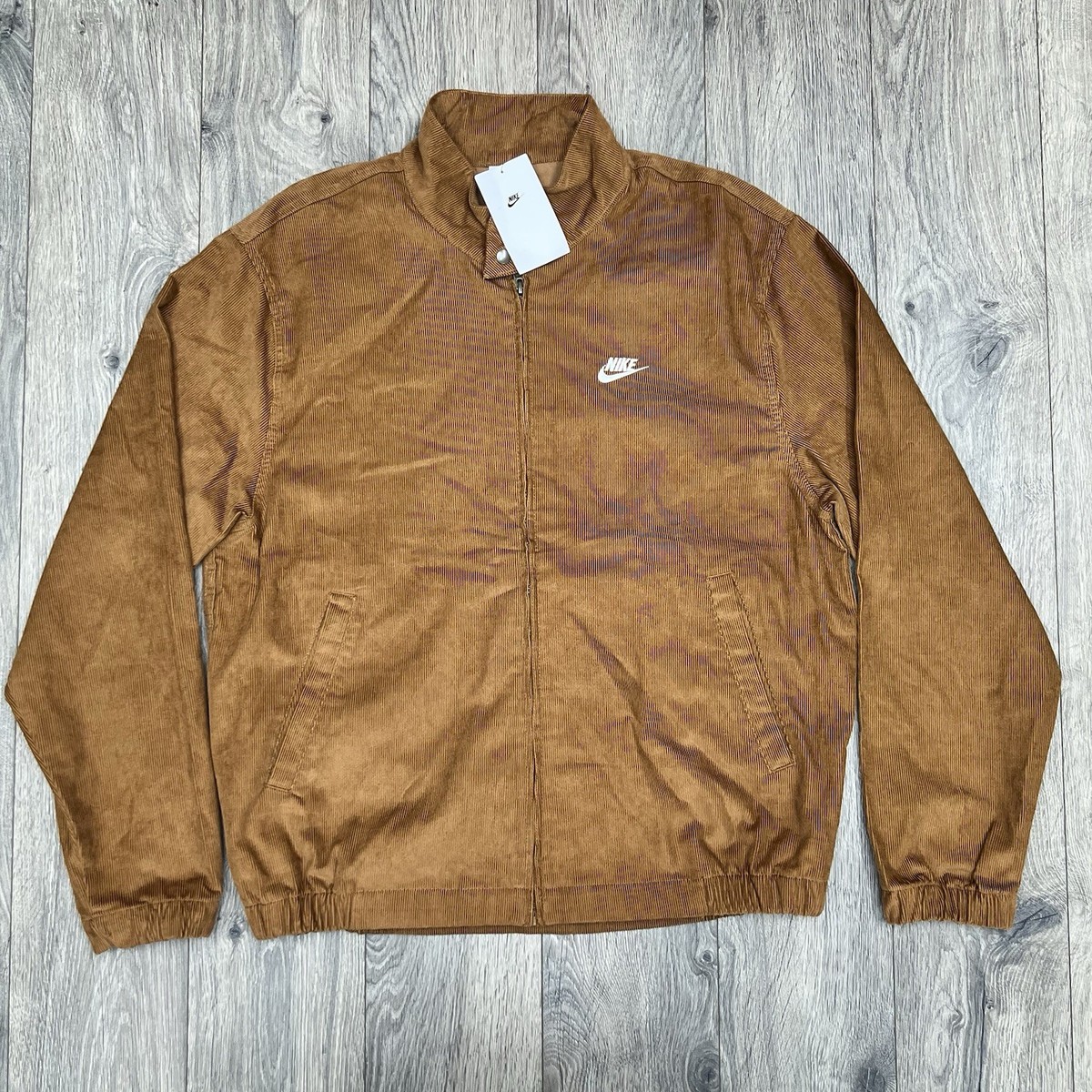 Nike Corduroy Full Zip Up Brown Jacket Size Large Mens Club