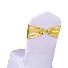 Pack of 50 Spandex Bronzing Gold Chair Sashes for Wedding Metal Gold Chair Bo...