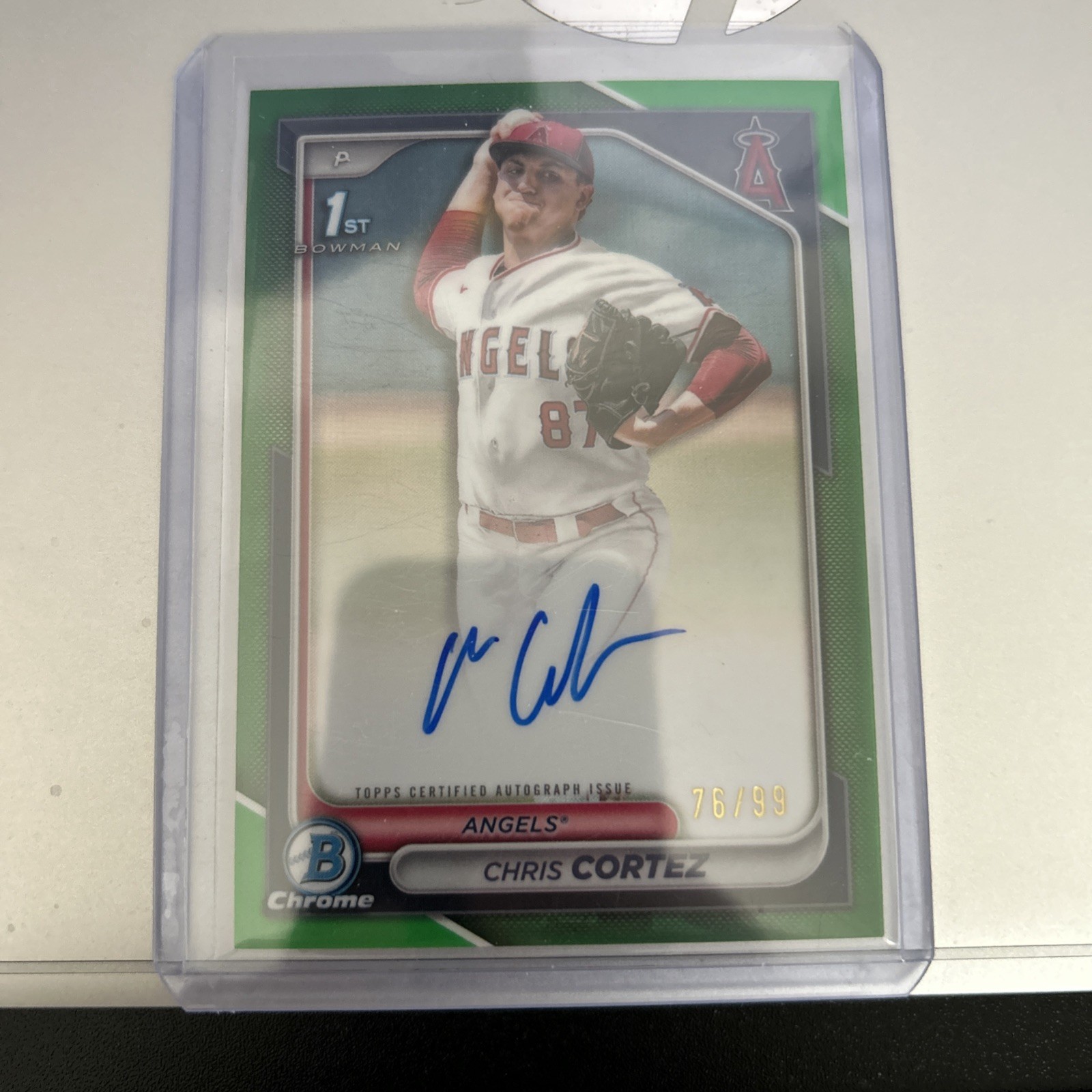 2024 Bowman Chrome Draft Chris Cortez Auto Green /99 Angels 1st RC