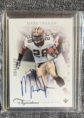 2011 Panini Prime Signatures RC Mark Ingram on card auto /199. Saints. Mint. 