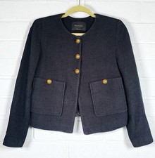 Massimo Dutti Black Cropped Jacket Italian Fa...