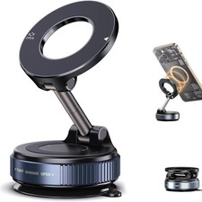 Vacuum Magnetic Phone Holder, 360  Adjustable Magnetic Car Mount, Foldable