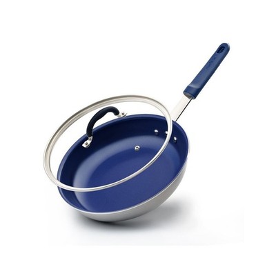 NutriChef 8'' Small Fry Pan w/ Lid Non-Stick PFOA Free Dishwasher Safe 14.5x8.5in
