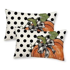 Fall Pillow Covers 12x20 Set of 2 Pumpkin Maple 20" x 12" Pack of 2 Polka Dot