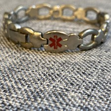 Sabona Medical ID Diabetes 7  Bracelet Stainless Steel Silver